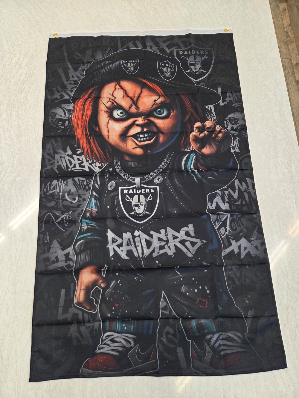 Las Vegas Raiders Chucky Football 3x5 Ft Wall Flag